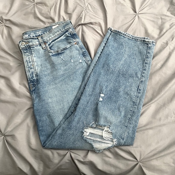 Blue ripped straight jeans-High rise - Picture 1 of 1